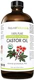 Organic Castor Oil (16oz Glass Bottle) USDA Certified Organic, 100% Pure, Cold Pressed, Hexane Free. Boost Hair Growth for Hair, Eyelashes & Eyebrows. Natural Dry Skin Moisturizer by RejuveNaturals