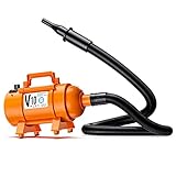 PetLife Dog Dryer Variable Speed Adjustable High Velocity Professional Dog Hair Dryer Blower Pet Force Dryer 4.0 HP Dog Grooming Dryer Stepless with Heater for Small Large Dogs for Home/Salon, Orange