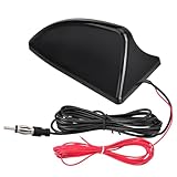 Eightwood Shark Fin Amplified Car Radio Antenna, Universal Roof Mount FM AM Antenna with 12V Power Wire for Vehicle Car Truck SUV Stereo Radio Receiver Media Head Unit