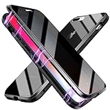 ESTPEAK Anti-peep Magnetic Case for iPhone 7plus/8plus,Anti Peeping Magnetic Double-Sided Privacy Screen Protector Clear Back Metal Bumper Antipeep Anti-Spy Phone Cases Cover for iPhone 7p/8p-Black