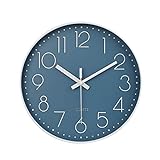 Large Wall Clock Decor for Pool Patio Home Bedroom Living Room (Blue 13.5 Inch)