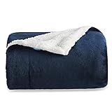 Bedsure Sherpa Fleece Throw Blanket for Couch - Navy Blue Thick Fuzzy Warm Soft Blankets and Throws for Sofa, 50x60 Inches