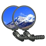 BriskMore Black Convex Rearview Mirrors, 2PCS Adjustable Handlebar Bicycle Mirrors for Road, Mountain, Scooter Bikes