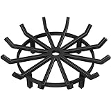 AMAGABELI GARDEN & HOME 24in Fire Grate Log Grate Wrought Iron Fire Pit Round Spider Wagon Wheel Firewood Grate Heavy Duty 0.7in Bar Fireplace Stove Burning Rack Holder 4Legs Chimney Hearth BG274