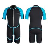 Kids Wetsuit, 2mm Neoprene Thermal Swimsuit Toddlers Boys Front Zipper Keep Warm Diving Surfing Swim Lessons (Boys, 8)