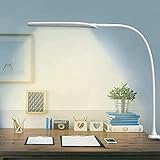 LED Desk Lamp with Clamp,Flexible Gooseneck Clamp Lamp,Dimmable,Touch Control 3 Color Modes,Eye-Care Table Light with Adjustable Arm,Architect Lamp for Home/ Office /Workbench/Reading Working White