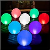 HAPIKAY Solar Floating Pool Lights - Pack of 2 Solar Powered Color Changing 14-inch Balls - Float or Hang in Pool Garden Backyard Pond Party Decorations - Inflatable Wateproof RBG Lights Accessories