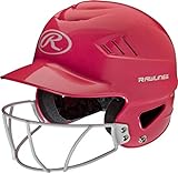 Rawlings | COOLFLO HIGHLIGHTER Batting Helmet | Face Guard Included | One Size Fits Most 6 1/2'-7 1/2' | Metallic Pink