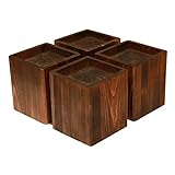 Almanor Goods Bed Risers Furniture Lifters Wood (Set of 4), Heavy Duty Handmade Rustic Pine, Create Storage Space (Dark)