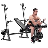 JX FITNESS Olympic Weight Bench with Preacher Curl Pad and Leg Developer, Workout Bench Press Multi-Function Weight Lifting Gym/Home Gym