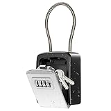 AMIR 2023 Upgraded Key Lock Box, Safe Lock Box for Keys with Removable Shackle, 4-Digit Combination Lock Box Waterproof, 5 Key Capacity Security Key Storage for Home, Warehouse, Indoor & Outdoor