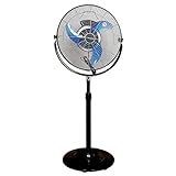 Westinghouse Oscillating Pedestal Fan – Powerful Standing Commercial Grade 16” 2-in-1 Fan Featuring Metal Front Grill, 360° Internal Oscillation Function, Turbo Power, and Three-Speed Setting