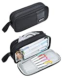 YOKUMA Transparent Window Pencil Case Pouch Aesthetic Clear Cute Kawaii Marker Pen Bag for Girls Teen Adults Back to School Supplies for College Students Large Capacity Organizer (Black)