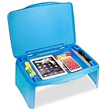 Folding Lap Desk, Laptop Desk, Breakfast Table, Bed Table, Serving Tray - The lapdesk Contains Extra Storage Space and dividers & Folds Very Easy, Great for Kids, Adults, Boys, Girls, (Blue)
