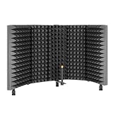 TRUE NORTH Microphone Isolation Shield w/Desk Feet and Stand Mount - Portable Vocal Booth Isolation, Mic Shield, Portable Recording Booth, Foam Microphone Shield, Portable Sound Booth for Recording