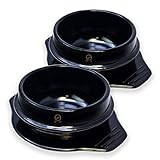 Eutuxia Dolsot Ttukbaegi Stone Bowl with Trivet Tray, Set of 2 Small, Hot Pot for Cooking Soup Stew Jjigae & Any Food, Keep Your Food Hot Until Last Bite, Perfect for Home & Restaurant, Made in Korea