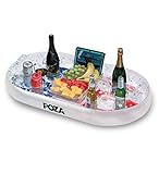 POZA Inflatable USA Flag Floating Cooler - Luxurious Drink Holder Filled with Sparkly Confetti, Premium Party Float with 8 Holders, Serving Bar for Beach, Lake, Hot Tub, Jacuzzi and Pool - 39x23 Inch