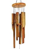 MUMTOP Bamboo Wind Chimes, Outdoor Wooden Wind Chime with Amazing Deep Tone for Garden, Patio, Home or Outdoor Decor