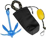 XIALUO Marine Kayak Anchor Kits 7 lb Folding Anchor Accessories with 50 ft Rope for Fishing Kayaks, Canoe, Jet Ski, SUP Paddle Board and Small Boats