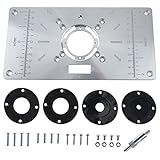 RealPlus Router Table Insert Plate, Aluminum Router Plate for Woodworking Benches Wood Tools Milling Trimming Machine with Rings