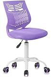 FurnitureR Desk Chair Kids Study Chairs, Cute Armless Office Chair Low Back Small Swivel Adjustable Children Computer Task Chair with Rolling Wheels, Purple