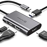 USB C to HDMI Adapter, UtechSmart USB C Hub to Dual HDMI, 4 in 1 Thunderbolt 3 to HDMI with 2 HDMI Ports 4K,USB 3.0 Port,Power Delivery Type C Port Compatible for MacBook,Nintendo Switch,USB C Device