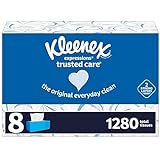 Kleenex Expressions Trusted Care Facial Tissues, 8 Boxes, 160 Tissues per Box, 2-Ply (1280 Total Tissues)