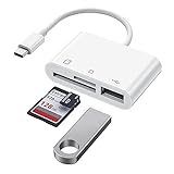 USB C to Micro SD TF Memory Card Reader, 3-in-1 USB C Card Read Compatible with iPad Pro, MacBook Pro/Air, Chromebook, USB Camera Card Reader Adapter for XPS, Galaxy S10/S9 and More USB C Devices