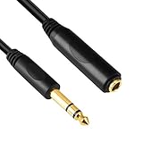 Devinal 6.35mm 1/4' inch Stereo Plug Male to 1/4 Female Stereo Headphone Guitar Extension Cable Cord, Gold Plated Audio Cable Stereo Extender, 10 feet (3 M)