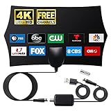 TV Antenna, TV Antenna for Local Channels with 400+ Miles Range, 2024 Upgraded TV Antenna Indoor with Amplifier Signal Booster, Digital Antenna for Smart TV Indoor, Support 4K 1080p All TVs