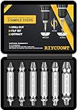 RIYCUOWT Damaged Screw Extractor - Remover for Stripped Head Screws Nuts & Bolts | ‎6-Piece Drill Bit Tools for Easy Removal of Rusty & Broken Hardware | High Speed Steel | Superb Gift for Men