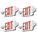FREELICHT 4 Pack Exit Sign with Emergency Lights, Two LED Adjustable Head Emergency Exit Light with Battery, Exit Sign for Business