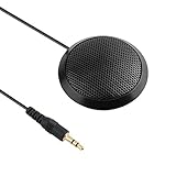 Dreokee Conference Microphone 3.5mm Desktop Computer Mic for Computer Desktop and Laptop 360° Omnidirectional Condenser Mic for Online Meeting/Class, Skype, Recording, Chatting, Gaming