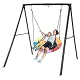 Trekassy 440lbs Swing Set with 40 Inch Saucer Tree Swing and Heavy Duty A-Frame Metal Swing Stand (Multicolor)