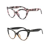COVESATO Oversized Cat Eye Reading Glasses for Women Fashion Cute Blue Light Blocking Computer Readers(2 Mixed Color,2.50)