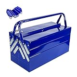 FITHOIST Metal Cantilever Tool Box, 3-Tier 5 Tray Fold Out Steel Tool Box with Handle, 18 inch Stack-able Portable Tool Storage Box Organizers Tool Chest for Household Factory Warehouse Repair Shop