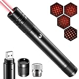 Laser Pointer High Power Rechargeable Lazer Pointer, Laser Pen with Long Range Adjustable Focus with Star Cap, Laser Pointer Pen Suitable for Outdoor, Astronomy, Cats Dogs (Red)