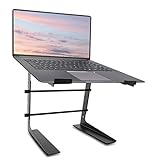 Pyle Portable Adjustable Laptop Stand - 6.3 to 10.9 Inch Anti-Slip Standing Table Monitor or Computer Desk Workstation Riser with Level Height Alignment for DJ, PC, Gaming, Home or Office - PLPTS25