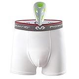 McDavid Boys' Boxer Brief Shorts with FlexCup Athletic Protection, Moisture Wicking & Cooling, White, Youth Regular