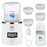 Portable Bottle Warmer, Bellababy Cordless Rechargeable Baby Bottle Warmer for Travel, with Bottle & 4 Leak-Proof Adapters, 4 Accurate Temperature Adjustable for Breastmilk or Formula