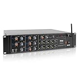 Pyle 8-Channel Wireless Bluetooth Power Amplifier - 4000W Rack Mount Multi Zone Sound Mixer Audio Home Stereo Receiver Box System w/ RCA, USB, AUX - For Speaker, PA, Theater, Studio/Stage - PT8050CH