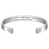 Gifts for Cousin Female Women Bracelet - Engraved Quote Cuff Bangle Bracelet Birthday Christmas Jewelry Gifts, Long Distance Cousin Gift Side By Side Or Miles Apart Cousins Are Always Close At Heart