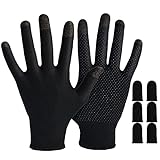 Gaming Gloves for Sweaty Hands - Rakizbe High-Sensitive Anti-Sweat Breathable Seamless Touch Screen Gloves with Thumb Finger Sleeves for iPad/Mobile Game Controller