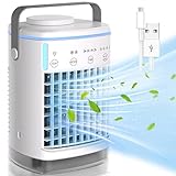 Portable Air Conditioners, Personal Evaporative Air Cooler with 4 Wind Speed & LED Light, Top Fill 700ML Mini Air Conditioner, Small Desktop Quiet Cooling Fan for Room, Office, Car, Outdoor
