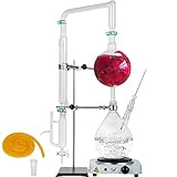 2L Lab Glassware Distillation Kit, Essential Oil Distillation Apparatus, Water Distiller Purifier with Condenser Joint（S35; 24/40 Joint), Include 1KW Electronic Heating Stove