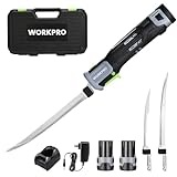 WORKPRO 12V Cordless Electric Fillet Knife with 2 Reciprocating Razor Blades - Cordless Fillet Knife with Non-slip Grip Handle and Safety Lock, 2 Rechargeable Battery Packs, 1 Quick Battery Charger, and 1 Storage Carry Case for Fishing, Filleting, Outdoors