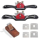 boeray 2pcs Adjustable SpokeShave with Flat Base, 6pcs Metal Blade and 1pcs Portable Woodworking Planes Wood Working Hand Tool Perfect for Wood Craft, Wood Craver, Wood Working