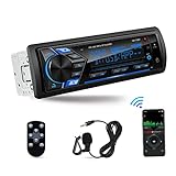 Single Din Car Stereo Radio: Bluetooth Mechless Multimedia System | AM FM Radio Receiver | MP3 USB Aux-in | 7 RGB LCD Backlight | Built-in Mic | Wireless Remote | APP Control