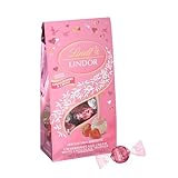 Lindt LINDOR Strawberries and Cream White Chocolate Candy Truffles, Valentine's Day White Chocolate with Strawberries and Cream White Truffle Filling, 8.5 oz. Bag