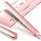 SUPRENT Hair Straightener 1 Inch Flat Iron- 2-in-1 Ceramic Straightens & Curls for Travel- Heats Up Fast- Hair Straightening Iron with 110-240V Dual Voltage and LCD Display- Pink
